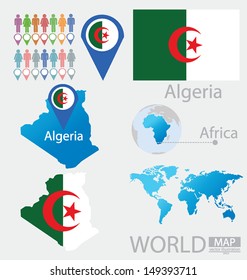Algeria. flag. map. vector Illustration 