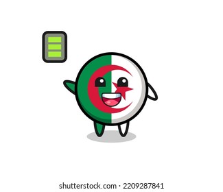 algeria flag mascot character with energetic gesture , cute design