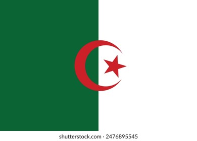 Algeria flag, official colors and proportion correctly. National Algeria flag. Vector illustration.