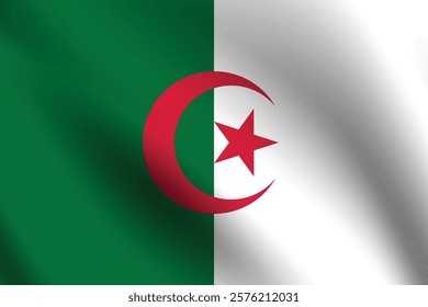 Algeria flag official colors and proportion digital vector illustration. Pleated flag.