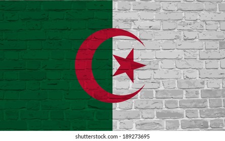 Algeria flag on brick textured background