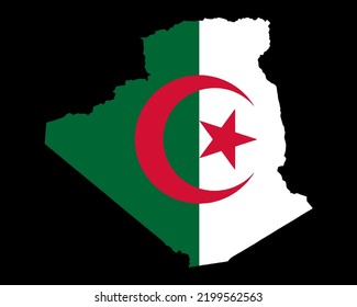 Algeria  flag on map on transparent  background