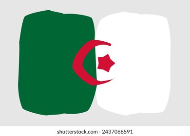 Algeria flag - painted design vector illustration. Vector brush style