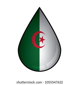 The Algeria flag painted on 3D water drop