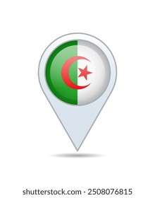 Algeria - flag pin for map. Vector illustration.
