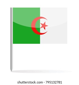 Algeria Flag Pin Vector Icon - Illustration