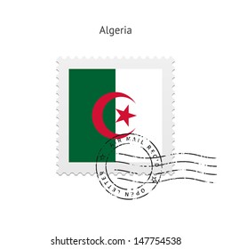 Algeria Flag Postage Stamp on white background. Vector illustration.