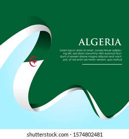 Algeria flag in ribbon shape. template for independence day poster design. vector illustration EPS 10