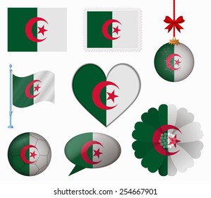 Algeria flag set of 8 items vector