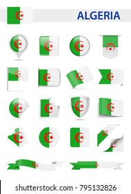 Algeria Flag Set - Vector Illustration
