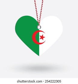 Algeria flag in the shape of a heart with hang tags