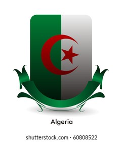 Algeria flag stand banner design, vector illustration.