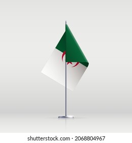 Algeria flag state symbol isolated on background national banner. Greeting card National Independence Day of the Republic of Algeria. Illustration banner with realistic state flag.