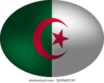 Algeria Flag Vector Art - Crescent Star Oval Design