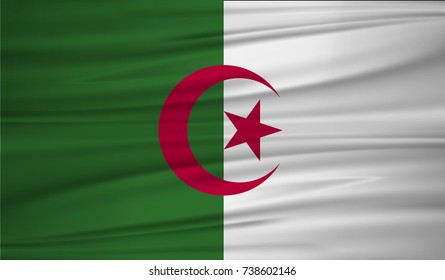 Algeria flag vector. Vector Algeria flag blowig in the wind. EPS 10.