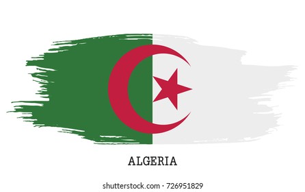 Algeria flag vector grunge paint stroke  