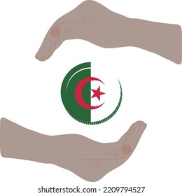 Algeria Flag vector hand drawn,Algerian Dinar vector hand drawn