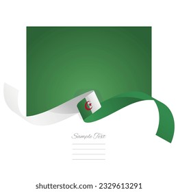 Algeria flag vector. World flags and ribbons. Algerian flag ribbon on abstract color background svg