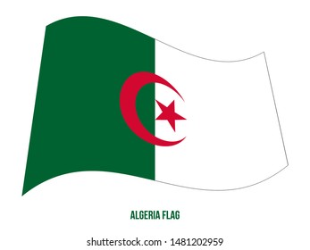 Algeria Flag Waving Vector Illustration on White Background. Algeria National Flag.