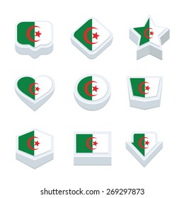 algeria flags icons and button set nine styles