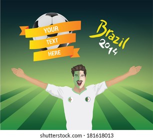 Algeria football fan  vector with banner and text