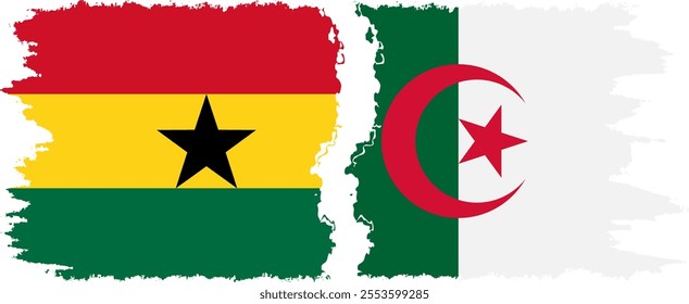 Algeria and Ghana grunge flags connection, vector