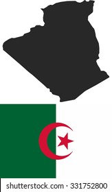 Algeria glag and map isolated