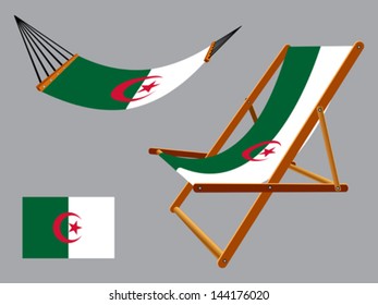 algeria hammock and deck chair set against gray background, abstract vector art illustration