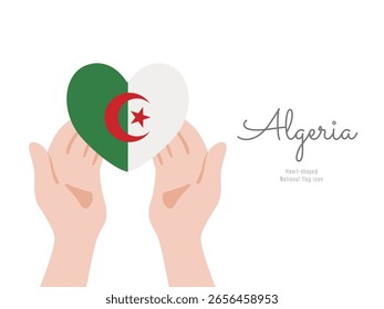[Argélia] Ícone de mão e bandeira Ilustração do vetor