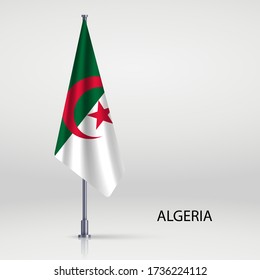 Algeria hanging flag on flagpole