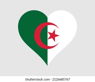 Algeria Heart Flag. Algerian Love Shape Country Nation National Flag. People's Democratic Republic of Algeria Banner Icon Sign Symbol. EPS Vector Illustration. svg