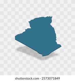 Algeria high detailed vector representation of country silhouette. 3D map on transparent background with dropped shadow. For educational, decorative, or informational use.