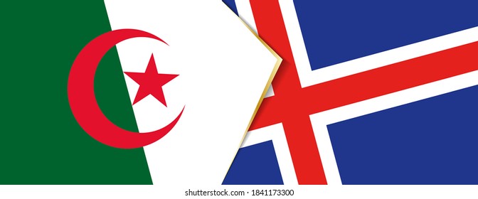 Algeria and Iceland flags, two vector flags symbol of relationship or confrontation.