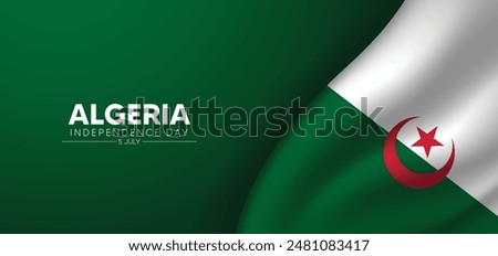 Algeria Independence Day 5 July waving flag vector poster