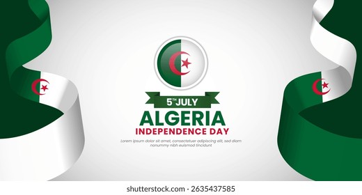 Algeria Independence day banner background 5th of July design element with realistic waving flag