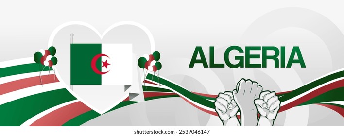 Algeria independence day festive banner. Vibrant modern templates for holiday celebration, greeting card, billboard, and sport event backdrops. July 5th. Happy national day of Algeria