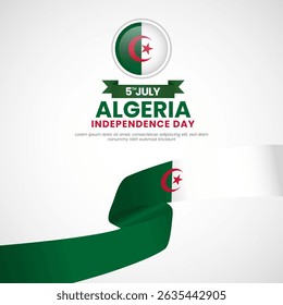 Algeria independence day Square banner background with waving flag vector illustration