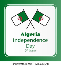 Algeria independence day, vector template illustration on green background.