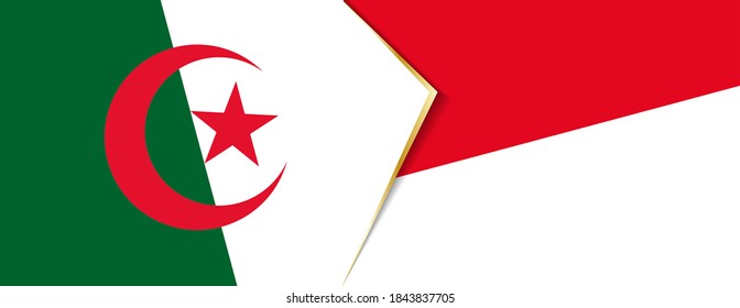 Algeria and Indonesia flags, two vector flags symbol of relationship or confrontation.