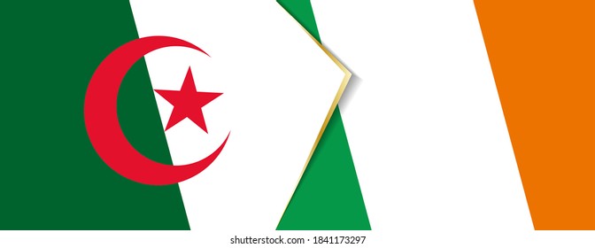 Algeria and Ireland flags, two vector flags symbol of relationship or confrontation.