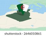 Algeria Location Highlighted on African Map with Flag Icon. Detailed Vector Design.