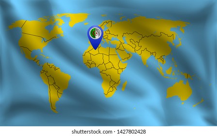 Algeria location mark on the world map, Algeria flag, vector illustration