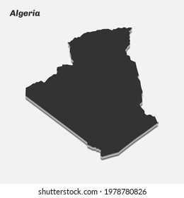 Algeria map 3d silhouette. Vector illustration.