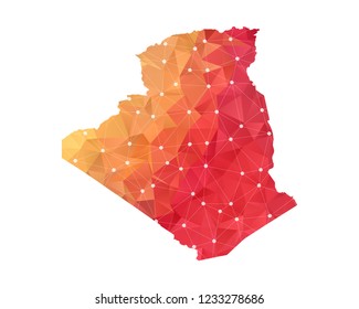 Algeria Map - Abstract geometric rumpled triangular low poly style gradient graphic on white background , line dots polygonal design for your . Vector illustration eps 10.