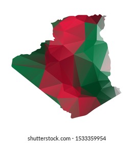 Algeria Map with abstract Algeria Low poly Flag Texture vector background
