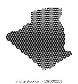 Algeria map abstract schematic from black triangles repeating pattern geometric background with nodes. Vector illustration.