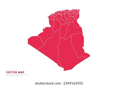 Algeria Map - abstract style red isolated on white background for infographic, design vector.