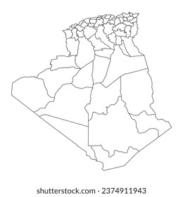 Algeria map with administrative divisions.