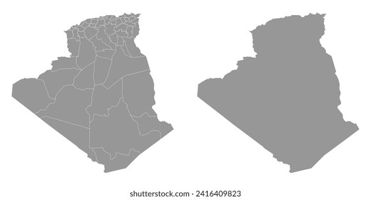 Mapa de Argelia con divisiones administrativas.