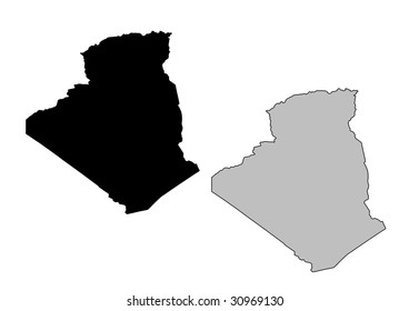 Algeria map. Black and white. Mercator projection.